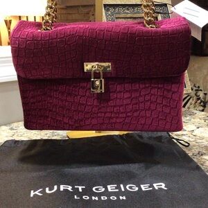 NEW Kurt Geiger Wine Velvet Brixton Bag (large)
